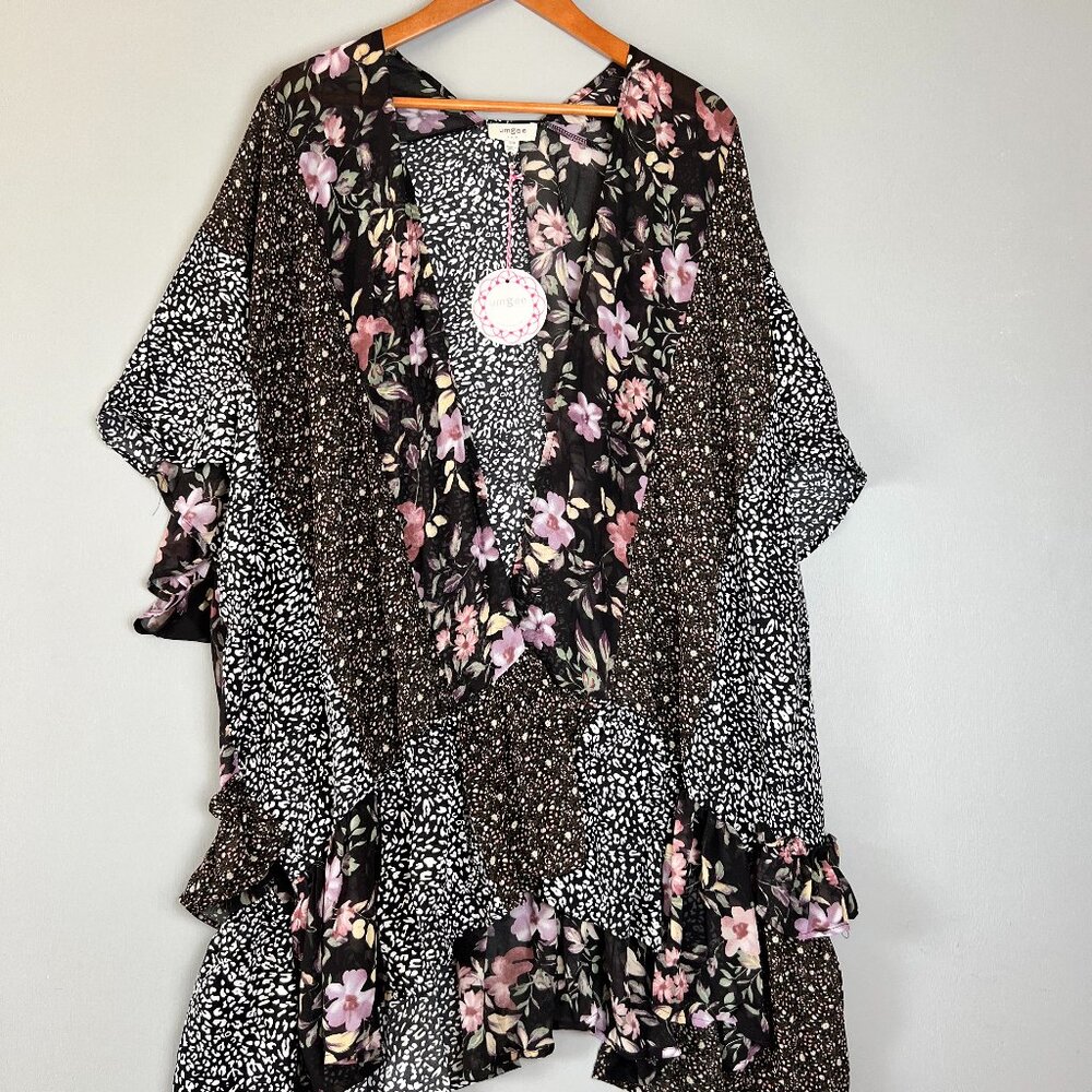 Umgee Floral Patchwork Duster Kimono S/M NWT